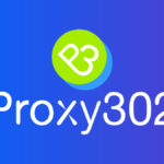 Logo with a green circle containing "P3" above the text "Proxy302" on a blue and purple gradient background.